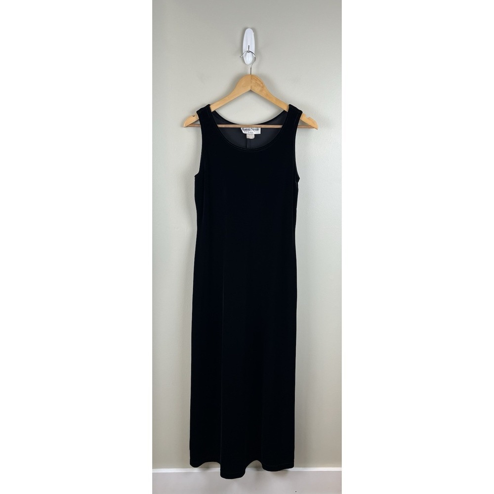 Ronnie Nicole‎ Vtg Women's Size Black Sleeveless Velvet Midi Dress Stretch 10P